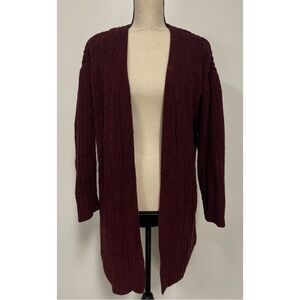 Love Tree Open Front Cardigan Sweater Burgundy Size L
